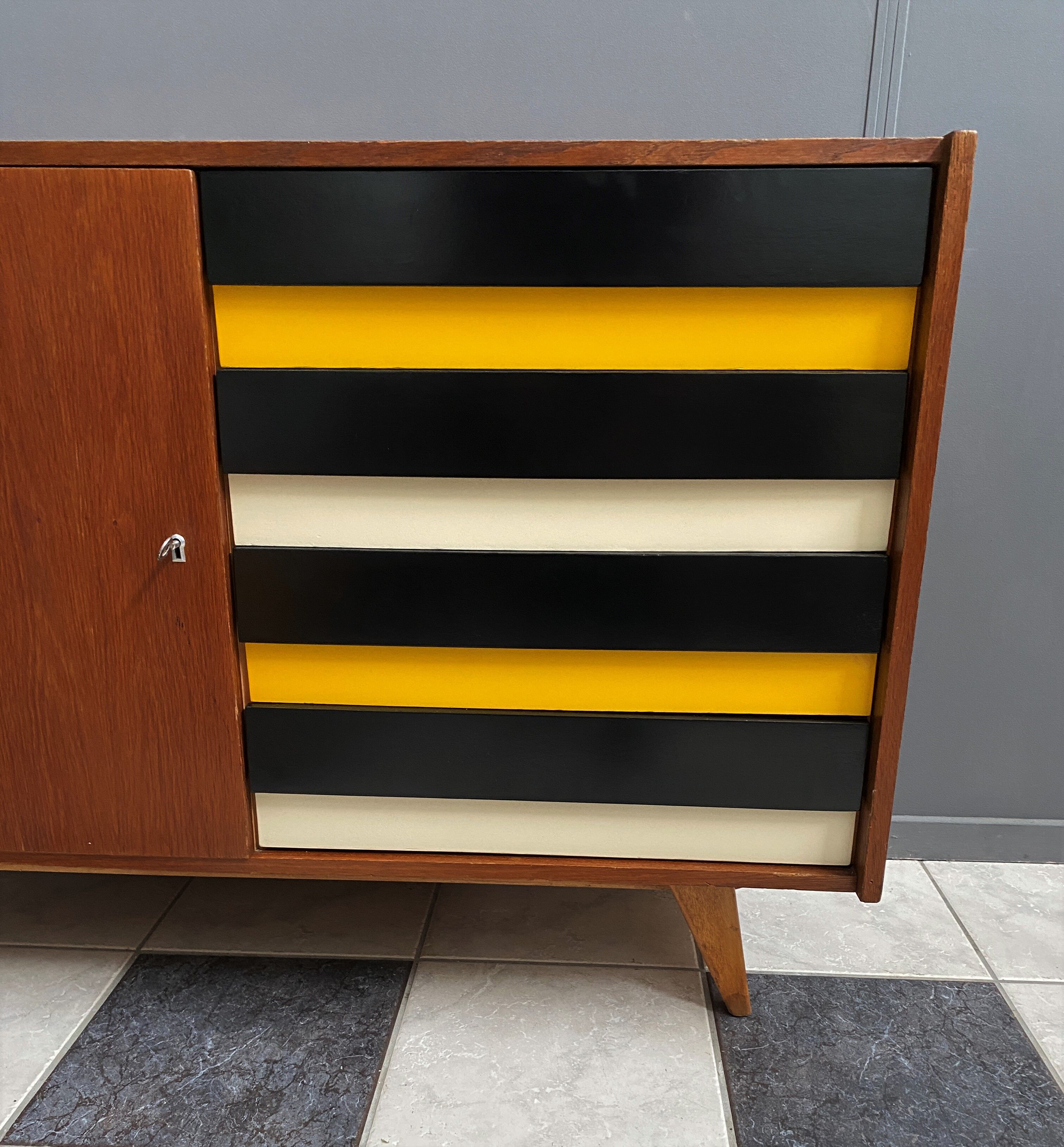 Jiri Jiroutek Yellow sideboard model U458 by Interier Praha 1960s