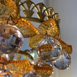 Murano ceiling light yellow flowers and glass balls 1970