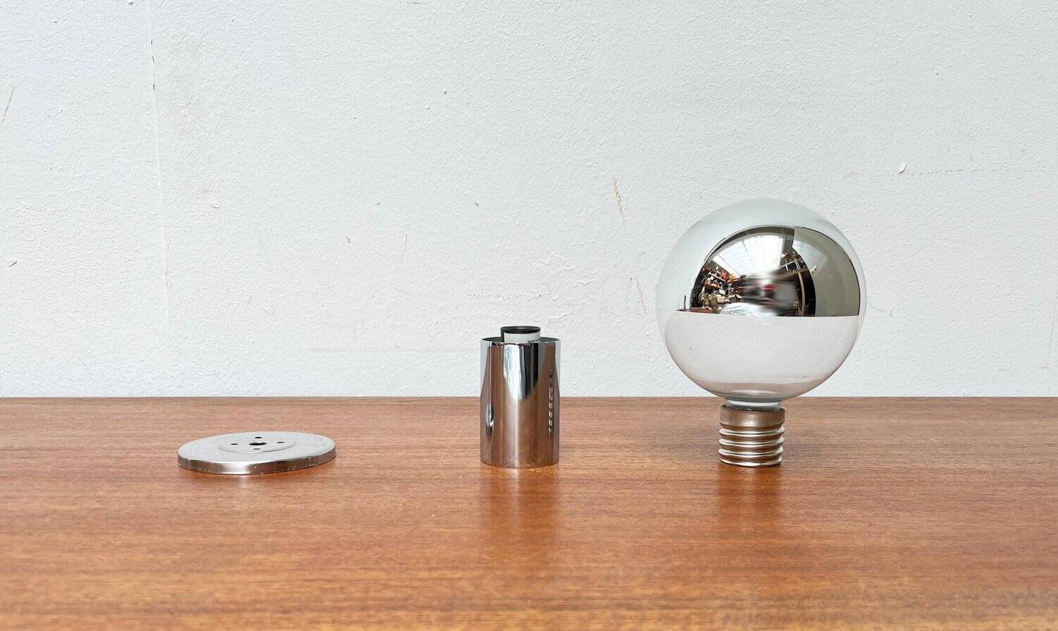 Vintage German ceiling lamp in chrome and glass from the space age by Motoko Ishii for Staff, 1970s.