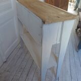 Vintage craft console furniture in pitch pine sublimated in a linen shade.