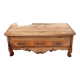 Vintage and rustic TV stand or coffee table in carved raw wood