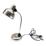 Industrial swan neck desk lamp 1950 in polished metal Bauhaus type