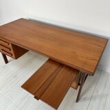 1960s Vintage Freestanding Danish Teak Writing Desk by Peter Løvig Nielsen