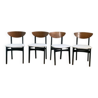 4 chaises en teck scandinave, années 60