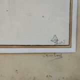 Pair of old frames watercolor drawings signed lamber lambery ? romantic