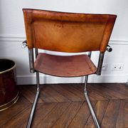 4 fauteuils cantilever Matteo Grassi en cuir cognac
