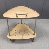 Italian Lacquered Goatskin / Parchment Serving Bar Cart by Aldo Tura, 1960s
