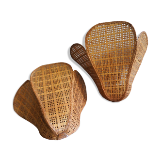 Pair of wicker wall sconces