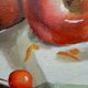 Table Oil Still Life Fruits Cherries Apples and Jug signed***framed***