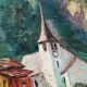 Oil on canvas landscape church of RU Rinaldi 20th century