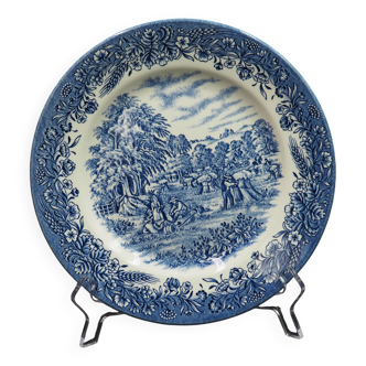 Assiette bleu campagne