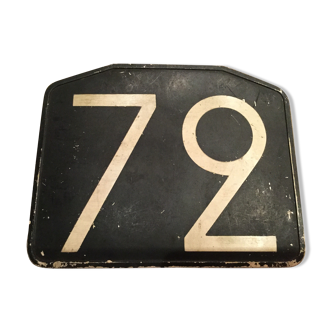 Plaque ancienne de ligne de bus en bakélite