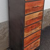 High metal furniture with 6 wooden drawers