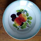 Round dish in Earthenware St Amand decorated with fruit apples and plums