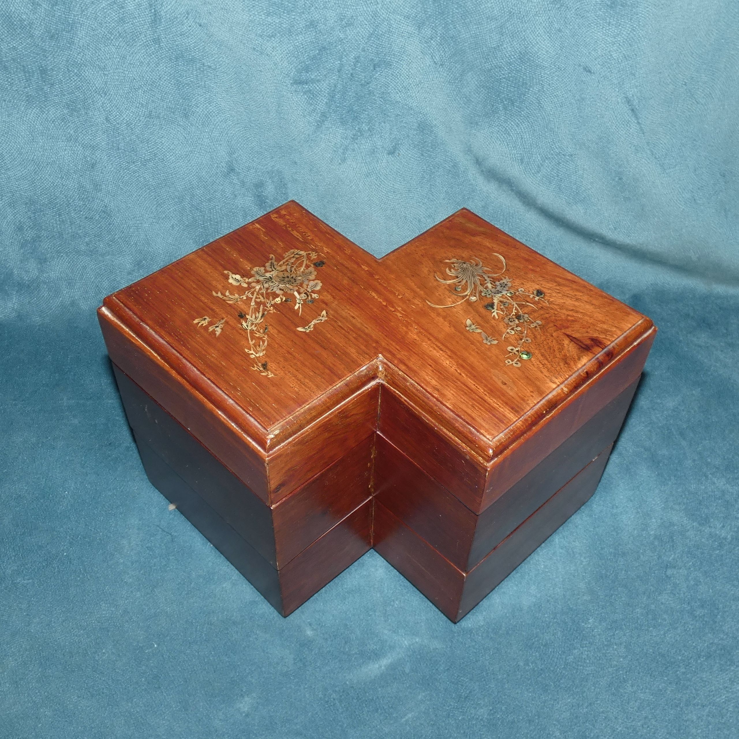 Exotic wood box double square shape