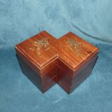 Exotic wood box double square shape