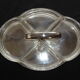 Art deco hors d'oeuvre servant in silver metal+glass-polylobed shape
