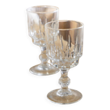 Set of 6 cut glass white stemmed glasses "Manon"