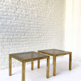 Tables d’appoint laiton & verre fumé