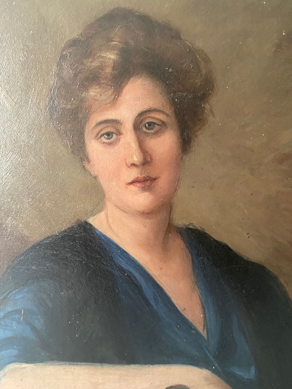 Portrait woman oil on wood