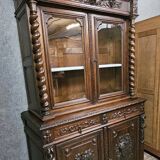 Buffet library two-body antique carved wooden.