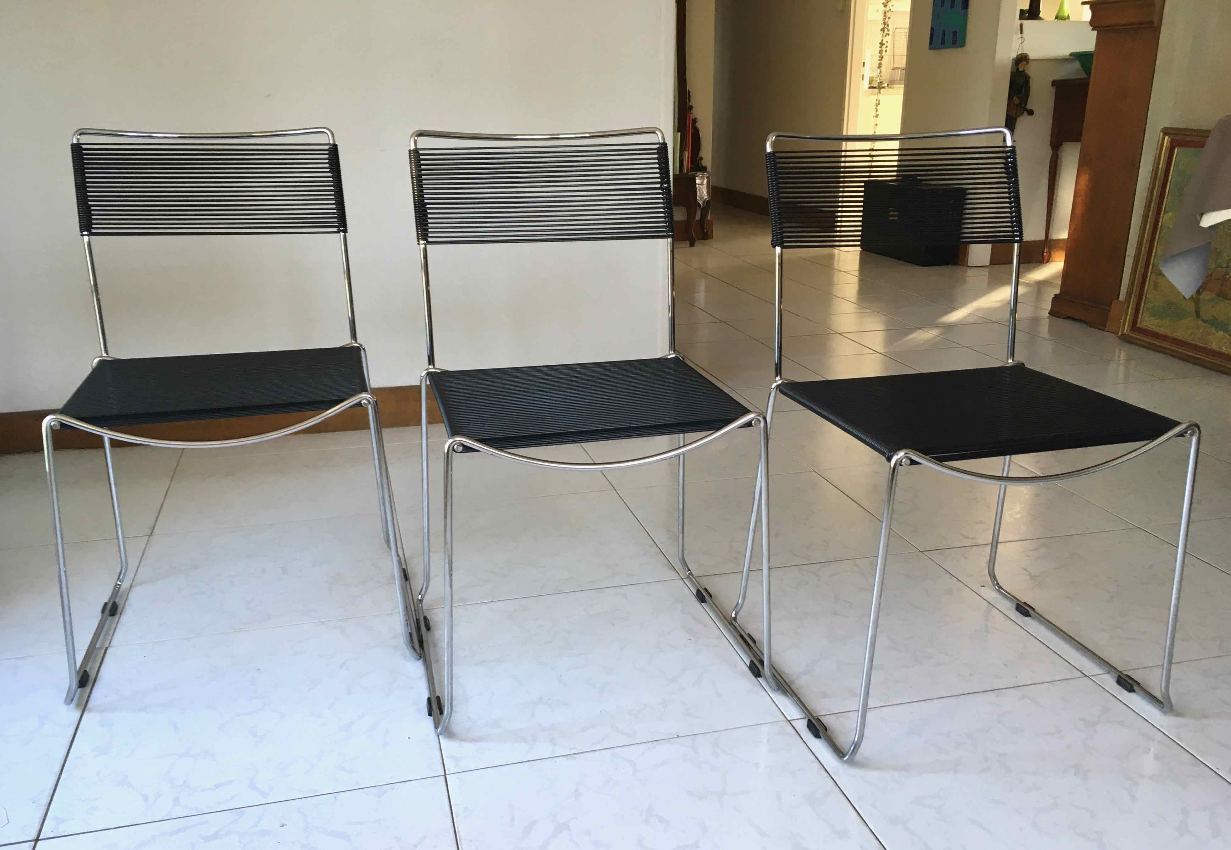Chrome and scoubidou chairs