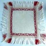 Service de table rouge et blanc avec ses 6 serviettes 1,25 x 1,25 m