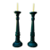 2 vintage duck blue wooden candlesticks