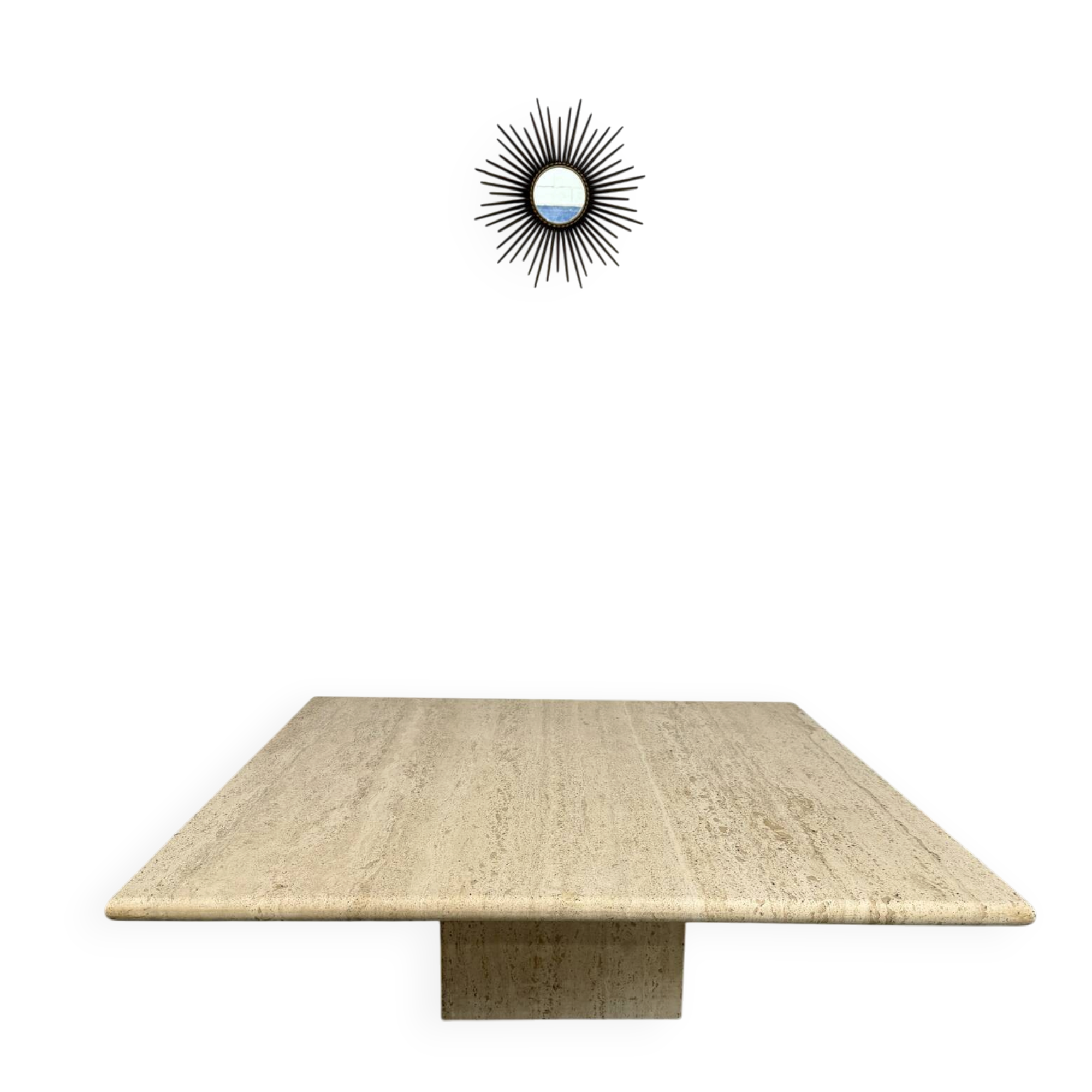 Italian coffee table in travertine, Roche Bobois edition, 70s/80s.