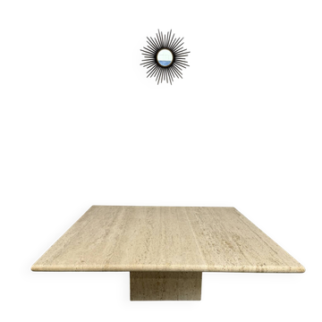 Italian coffee table in travertine, Roche Bobois edition, 70s/80s.