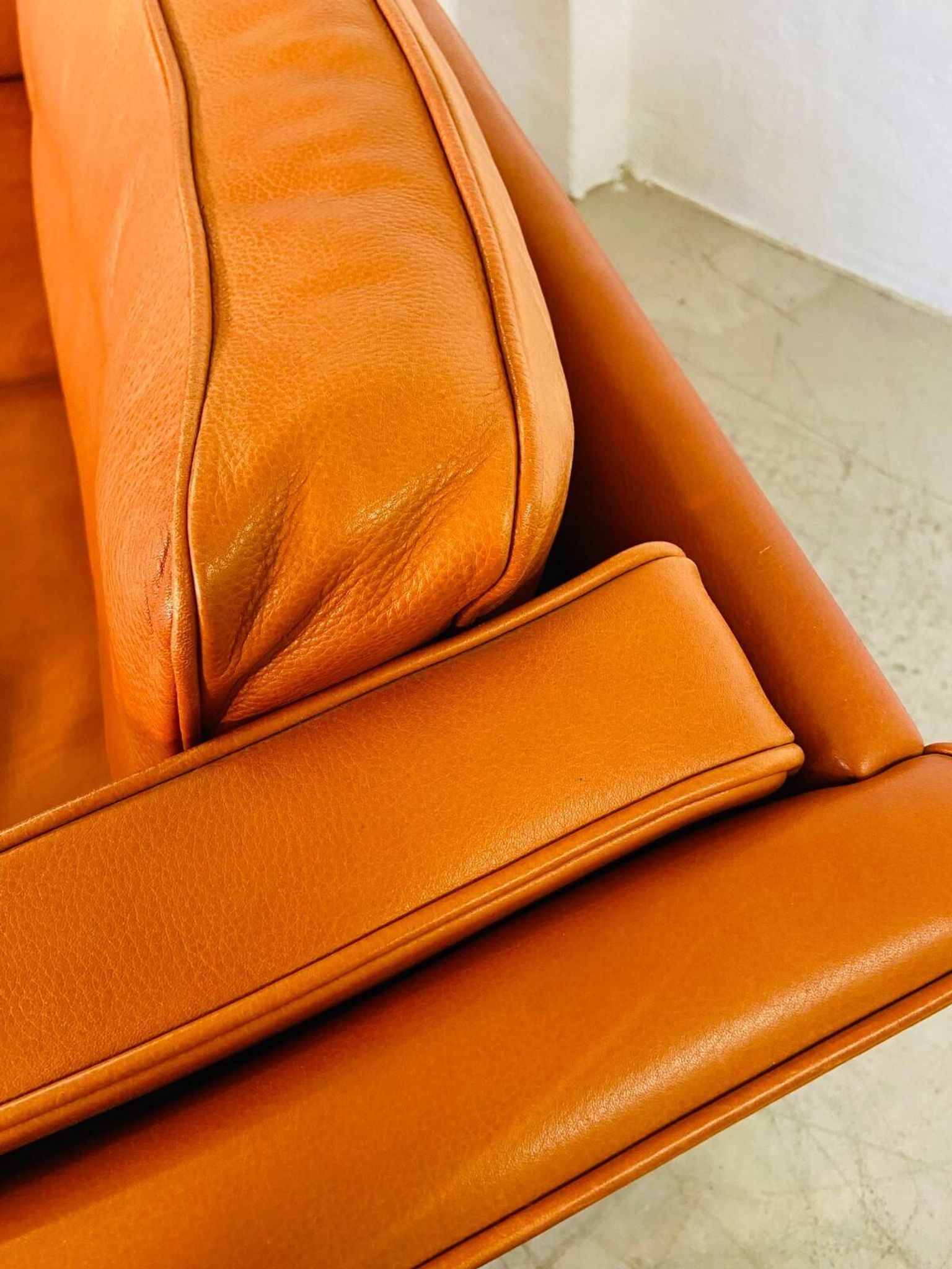 Vintage retro Danish Mogens Hansen 2 person cognac leather sofa