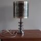 Chromed metal lamp and metallic paper lampshade. 70s