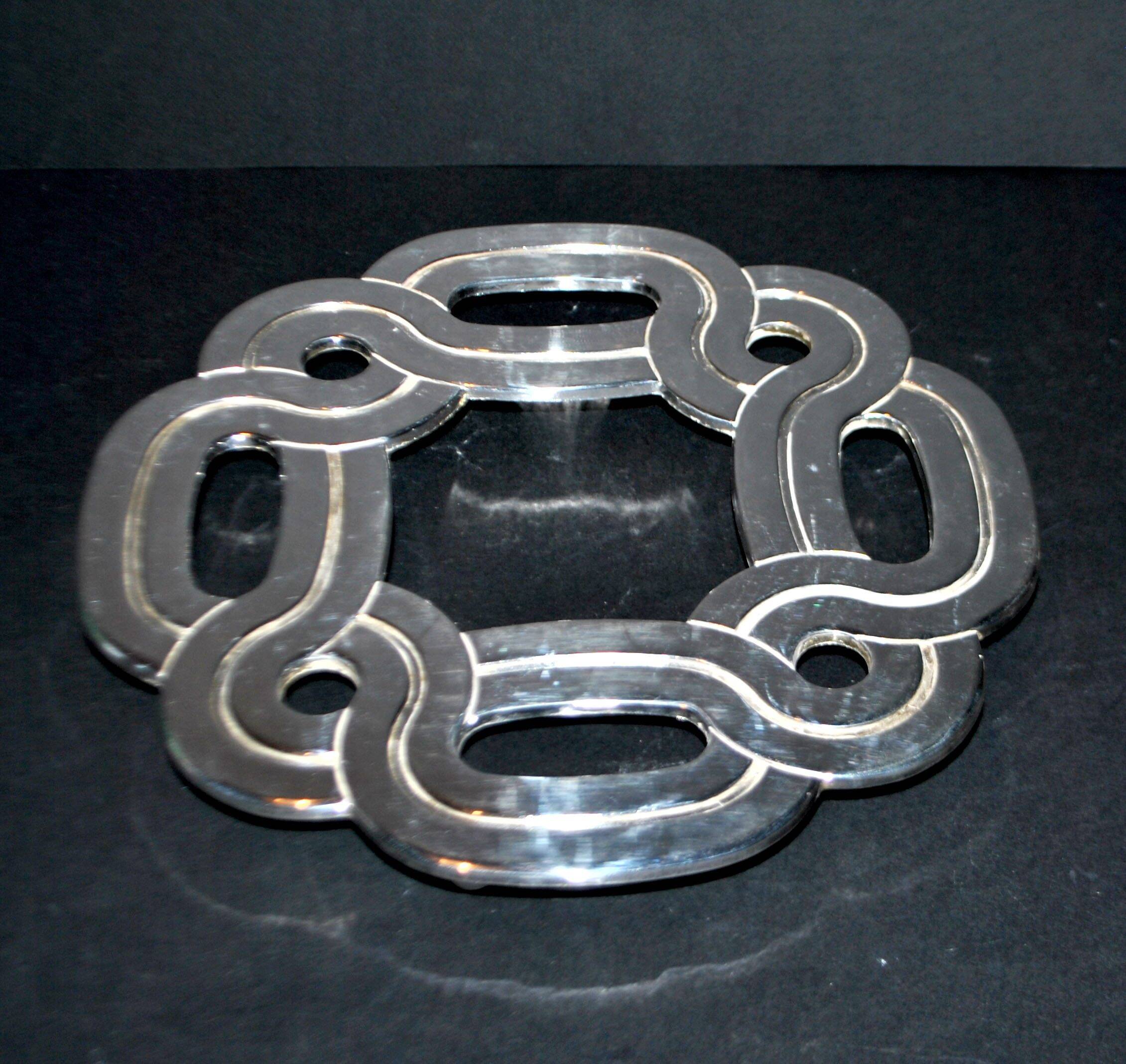 LANCEL silver-plated metal trivet with "Lancel Paris" label, vintage 1970s