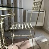 Wrought iron round table and 4 chairs