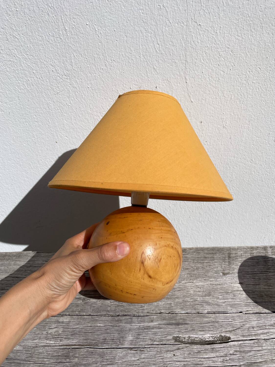 Table lamp in turned wood, ball 1990