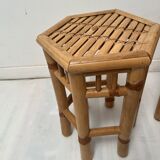Rattan trundle table hexagonal top 70s