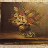 Flower bouquet tableau signed frey