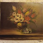 Flower bouquet tableau signed frey