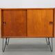 Danish mid-century teak cabinet with sliding doors, refurbished, 1960s