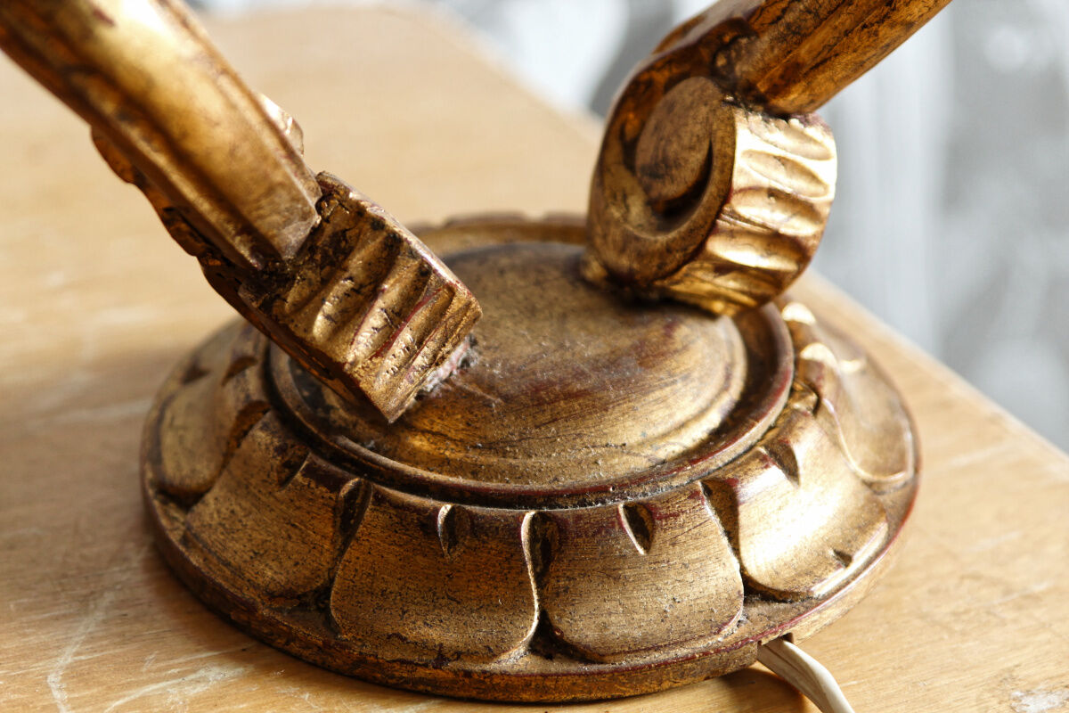 Pair of gilded wood sconces