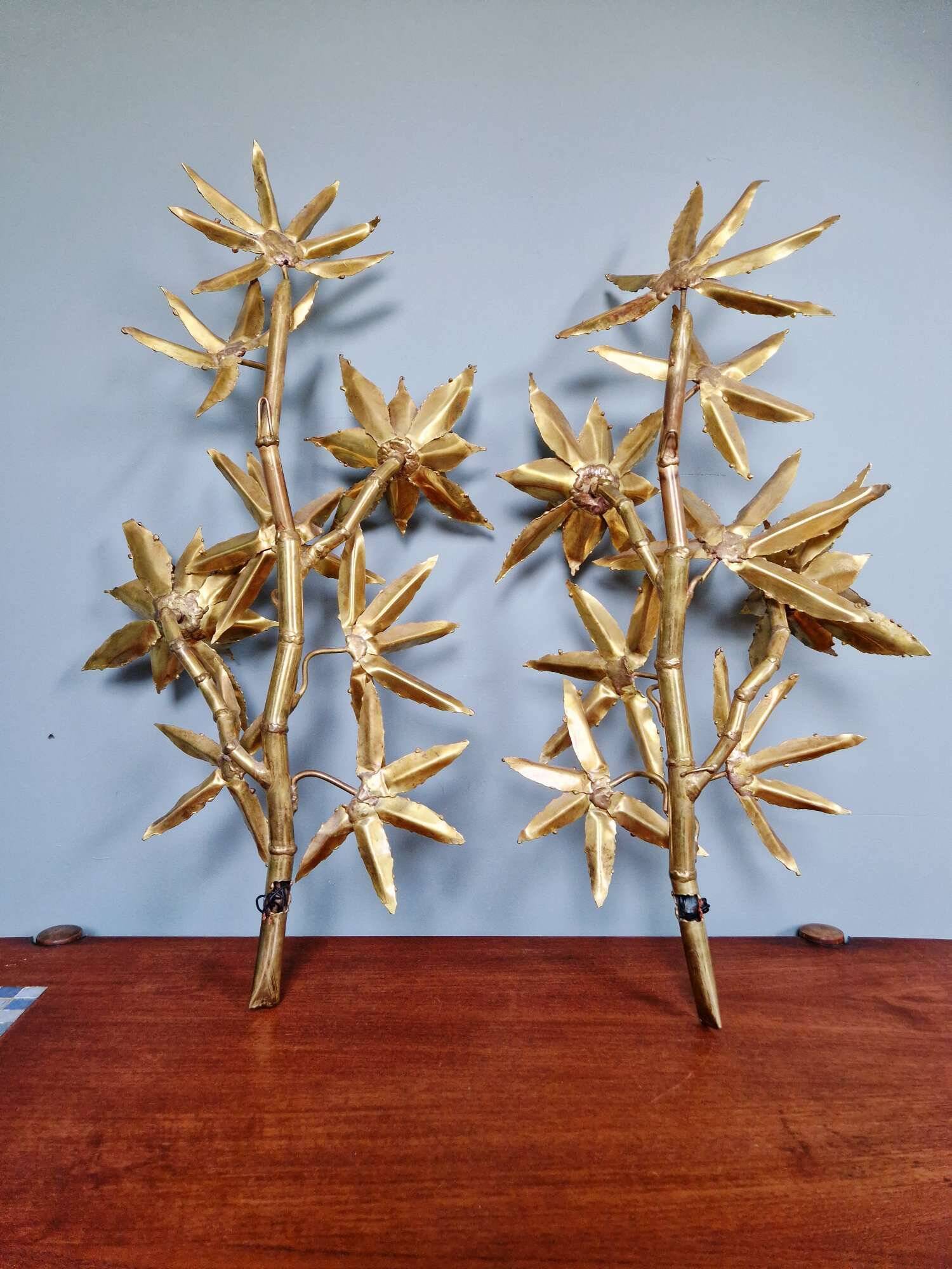 Large pair of brass wall sconces, Maison Jansen, 1960-70