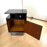 Art Deco Bedside Cabinets in Black Lacquer & Chrome, France, 1930, Set of 2
