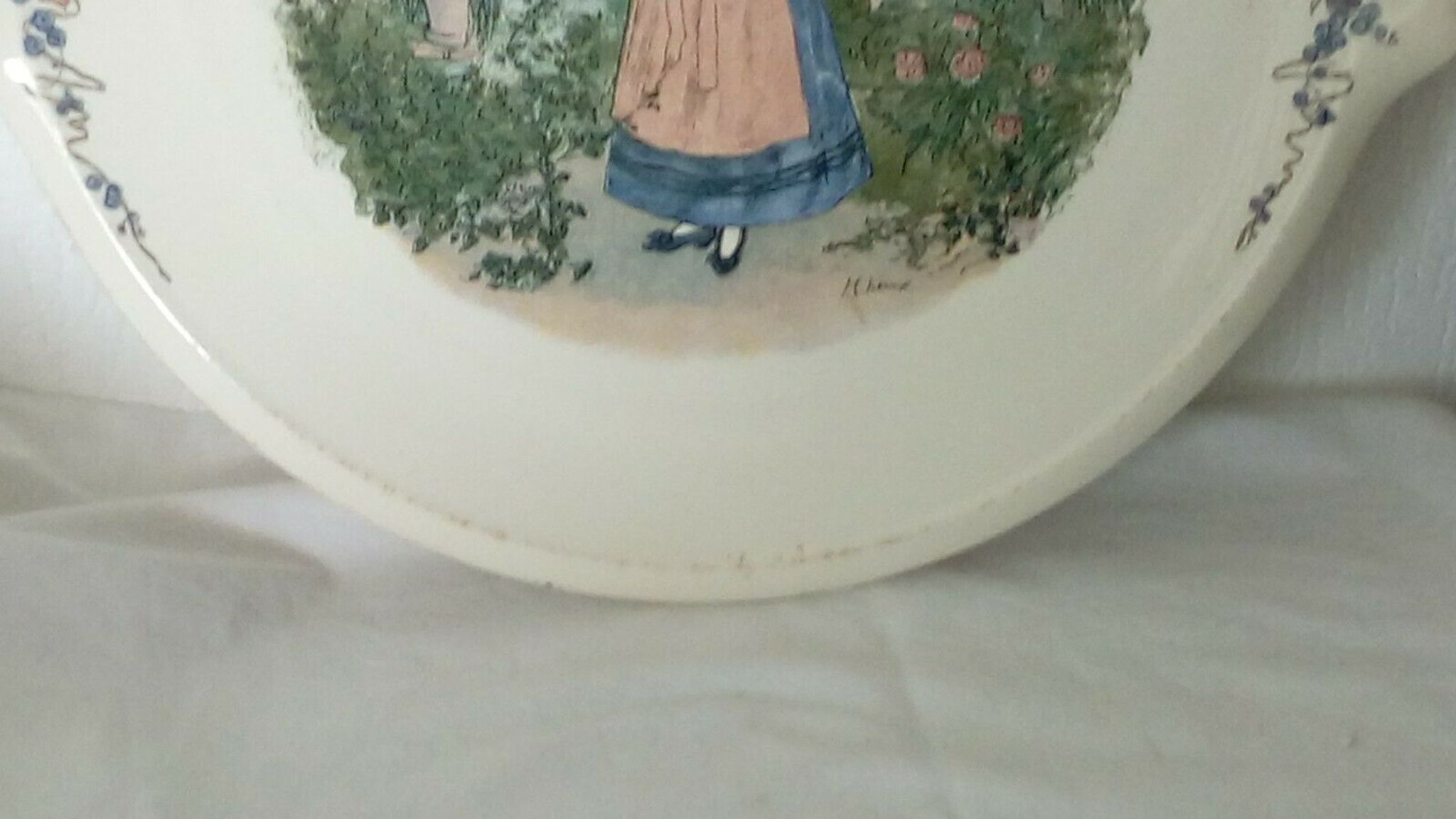 Plat a tarte en faience de sarreguemines modele obernai