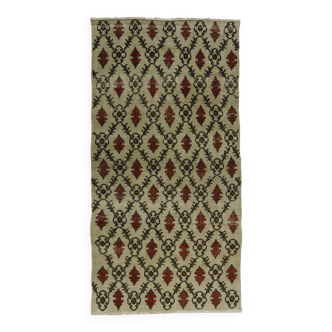 Tapis vintage turc tissé à la main unique en son genre - charme vintage rustique 270 x 140