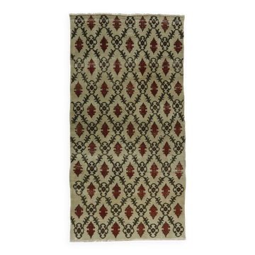One-of-a-kind turkish handwoven vintage rug - rustic vintage charm 270x 140