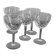 5 glasses with feet in square engraved glass pattern