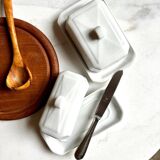 Beurrier Pillivuyt en porcelaine blanche