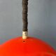 Large vintage red metal pendant light in Space Age style