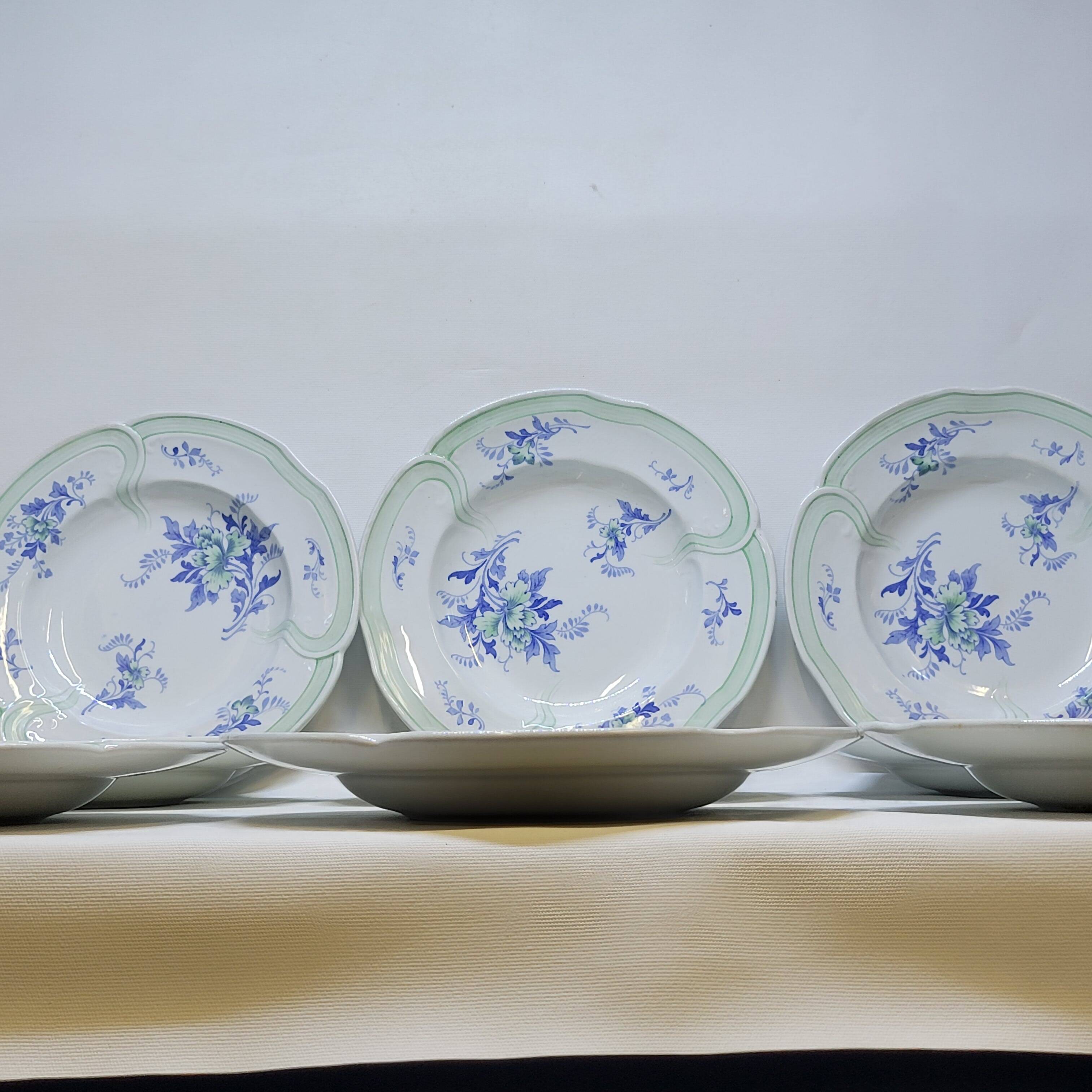 9 Antique KG Lunéville Plates, Regence Model