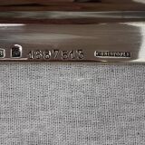 Christofle - plateau fond guilloché frise de perles métal argenté 1900